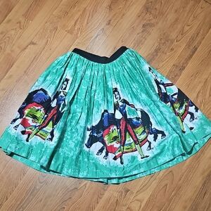 Pinup Couture Green Matador Print A-Line Skirt
